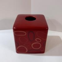 Vintage Ceramic Square Tissue Box Cover Holder, Angela Adams Lulu Cinnamon Retro Bathroom Decor