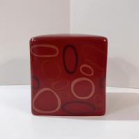 Vintage Ceramic Square Tissue Box Cover Holder, Angela Adams Lulu Cinnamon Retro Bathroom Decor
