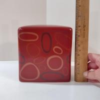 Vintage Ceramic Square Tissue Box Cover Holder, Angela Adams Lulu Cinnamon Retro Bathroom Decor
