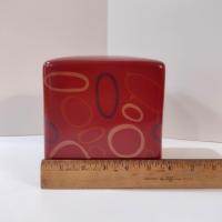 Vintage Ceramic Square Tissue Box Cover Holder, Angela Adams Lulu Cinnamon Retro Bathroom Decor