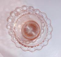 Vintage Anchor Hocking Old Colony Lace Edge Pink Glass Serving Bowl, 1930's Pink Depression Glass Open Lace, Pink Glass Fruit Bowl