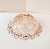 Vintage Anchor Hocking Old Colony Lace Edge Pink Glass Serving Bowl, 1930's Pink Depression Glass Open Lace, Pink Glass Fruit Bowl