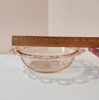 Vintage Anchor Hocking Old Colony Lace Edge Pink Glass Serving Bowl, 1930's Pink Depression Glass Open Lace, Pink Glass Fruit Bowl