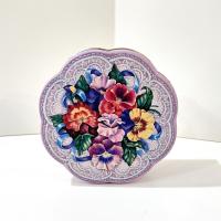 Vintage Flower Shaped Purple Lace Metal Tin Storage Container