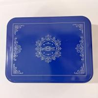 Vintage Large Blue Cookie Storage Tin, LambertZ Metal Tin Box
