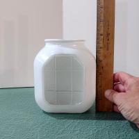 Vintage Square Art Deco White Glass Globe Light Cover, Sconce Shade, MCM Bathroom or Porch Light Shade