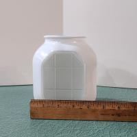 Vintage Square Art Deco White Glass Globe Light Cover, Sconce Shade, MCM Bathroom or Porch Light Shade