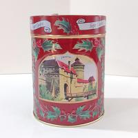 Vintage Lambertz Musical Sugar Cookie Holiday Cylinder Tin, German Jingle Bells Music Box Storage Tin