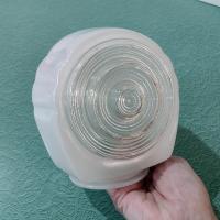 Vintage Art Deco Round Bullseye White Glass Globe Light Cover, Sconce Shade, MCM Bathroom or Porch Light Shade