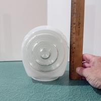 Vintage Art Deco Round Bullseye White Glass Globe Light Cover, Sconce Shade, MCM Bathroom or Porch Light Shade