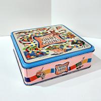 Vintage Candy Land Game Square Cookie Tin Container, Children's Room Decorative Metal Storage Box, Candyland Collectible