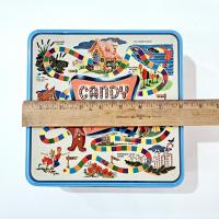 Vintage Candy Land Game Square Cookie Tin Container, Children's Room Decorative Metal Storage Box, Candyland Collectible