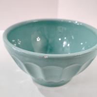 Vintage Anthropologie Seafoam Green Latte Bowls, Set of Two, Ceramic Cereal Soup Noodle Bowls