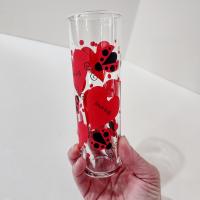 Vintage Anchor Hocking Love Bug Tall Collins Glass, Lady Bug and Hearts Bud Vase