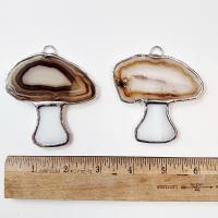 Mushrooms Agate Geode and Stained Glass Suncatchers, Set of Two