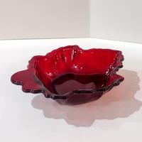 Vintage Anchor Hocking Royal Ruby Red Maple Leaf Candy Nut Dish Bowl, Ashtray, Trinket Dish