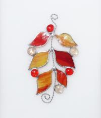 Stained Glass Fall Leaves with Glass Jewels