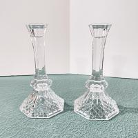 Vintage Crystal Candlestick Holders, Set of 2, Anchor Hocking Legacy Candle Stick Holders