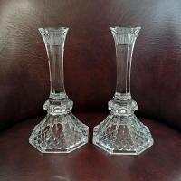 Vintage Crystal Candlestick Holders, Set of 2, Anchor Hocking Legacy Candle Stick Holders
