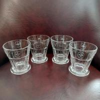 Vintage Fleur de Lis Rocks Glasses, Set of Four, Fleur de Lis Lowball Cocktail Glasses