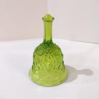 Vintage Viking Glass Button and Cane Lime Green Glass Bell