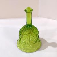 Vintage Viking Glass Button and Cane Lime Green Glass Bell