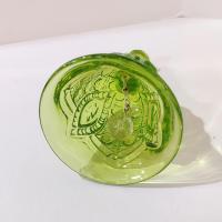 Vintage Viking Glass Button and Cane Lime Green Glass Bell