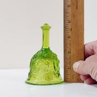 Vintage Viking Glass Button and Cane Lime Green Glass Bell