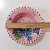 Vintage Laurie Gates Hydrangea Ceramic Pink Spongeware Salad Soup Cereal Bowls, Set of 4
