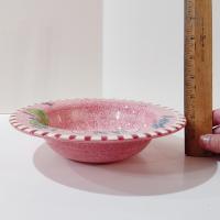 Vintage Laurie Gates Hydrangea Ceramic Pink Spongeware Salad Soup Cereal Bowls, Set of 4
