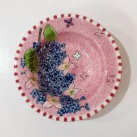 Vintage Laurie Gates Hydrangea Ceramic Pink Spongeware Salad Soup Cereal Bowls, Set of 4
