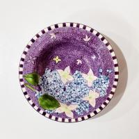 Vintage Laurie Gates Hydrangea Ceramic Purple Spongeware Salad Soup Cereal Bowl