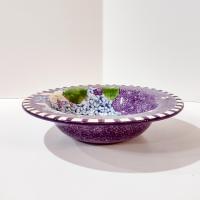 Vintage Laurie Gates Hydrangea Ceramic Purple Spongeware Salad Soup Cereal Bowl