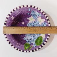 Vintage Laurie Gates Hydrangea Ceramic Purple Spongeware Salad Soup Cereal Bowl