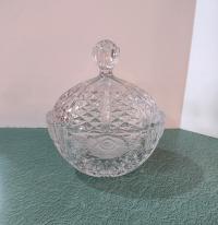 Vintage Lead Crystal Oval Candy Dish with Lid