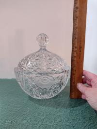 Vintage Lead Crystal Oval Candy Dish with Lid