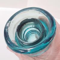 Antique Brookfield Glass Company Aqua Blue Glass Beehive Insulator