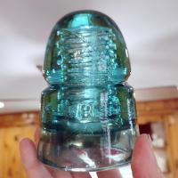 Antique Brookfield Glass Company Aqua Blue Glass Beehive Insulator
