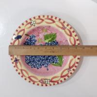 Vintage Laurie Gates Hydrangea Ceramic Pink Spongeware Salad Dessert Plates, Set of 3