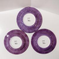 Vintage Laurie Gates Hydrangea Ceramic Purple Spongeware Salad Dessert Plates, Set of 3