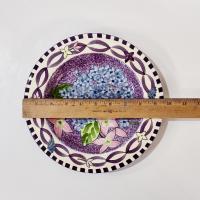 Vintage Laurie Gates Hydrangea Ceramic Purple Spongeware Salad Dessert Plates, Set of 3