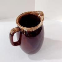 Vintage Hull Pottery Milk Pitcher, Brown Drip Glazed Ceramic Pitcher
