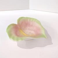 Porcelain Leaf Green and Pink Bowl, Hawaiian Ceramic Trinket / Candy / Soap Dish