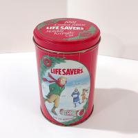 Vintage 1991 Limited Edition Lifesavers Candy Cylinder Tin, Holiday Keepsake Storage Metal Tin Box