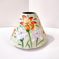 Vintage Yankee Candle Day Lilies Ceramic Shade Jar Topper, Orange and White Lily Floral Design