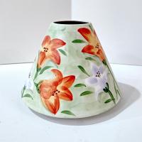 Vintage Yankee Candle Day Lilies Ceramic Shade Jar Topper, Orange and White Lily Floral Design