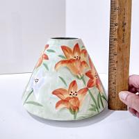 Vintage Yankee Candle Day Lilies Ceramic Shade Jar Topper, Orange and White Lily Floral Design