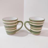 Vintage Dansk Lime Twist Coffee Tea Ceramic Mugs, Set of Two