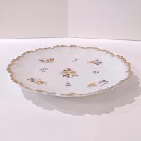 Antique Limoges France Yellow Roses Floral Scalloped 8 1/2" Porcelain Plate