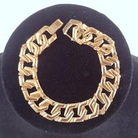 Vintage Gold Toned 7 Inch Flat Large Cuban Link Chain Bracelet